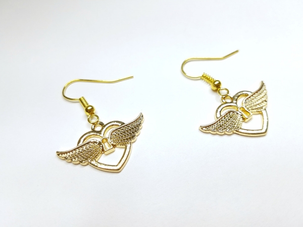 Flügelherz Ohrringe goldfarben